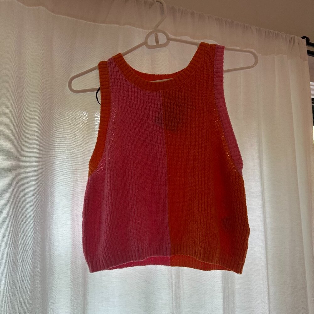 H&M Orange / Pink Sweater Tank Top Size L